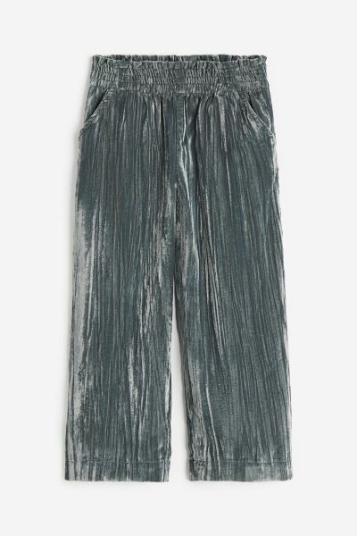 Wide Velvet Pull-on Pants - Sage green - Kids | H&M US | H&M (US + CA)