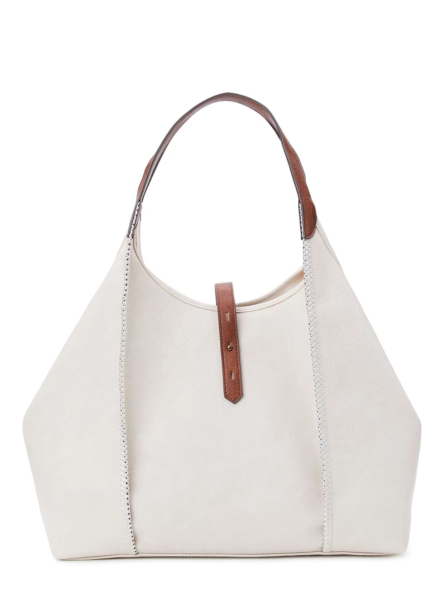 Time and Tru Women's Avery Tote Handbag, Beige | Walmart (US)