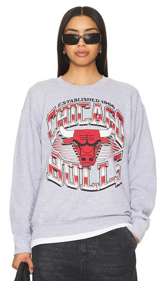 Bulls Chrome Lines Crew Sweatshirt in Heather Grey | Revolve Clothing (Global)