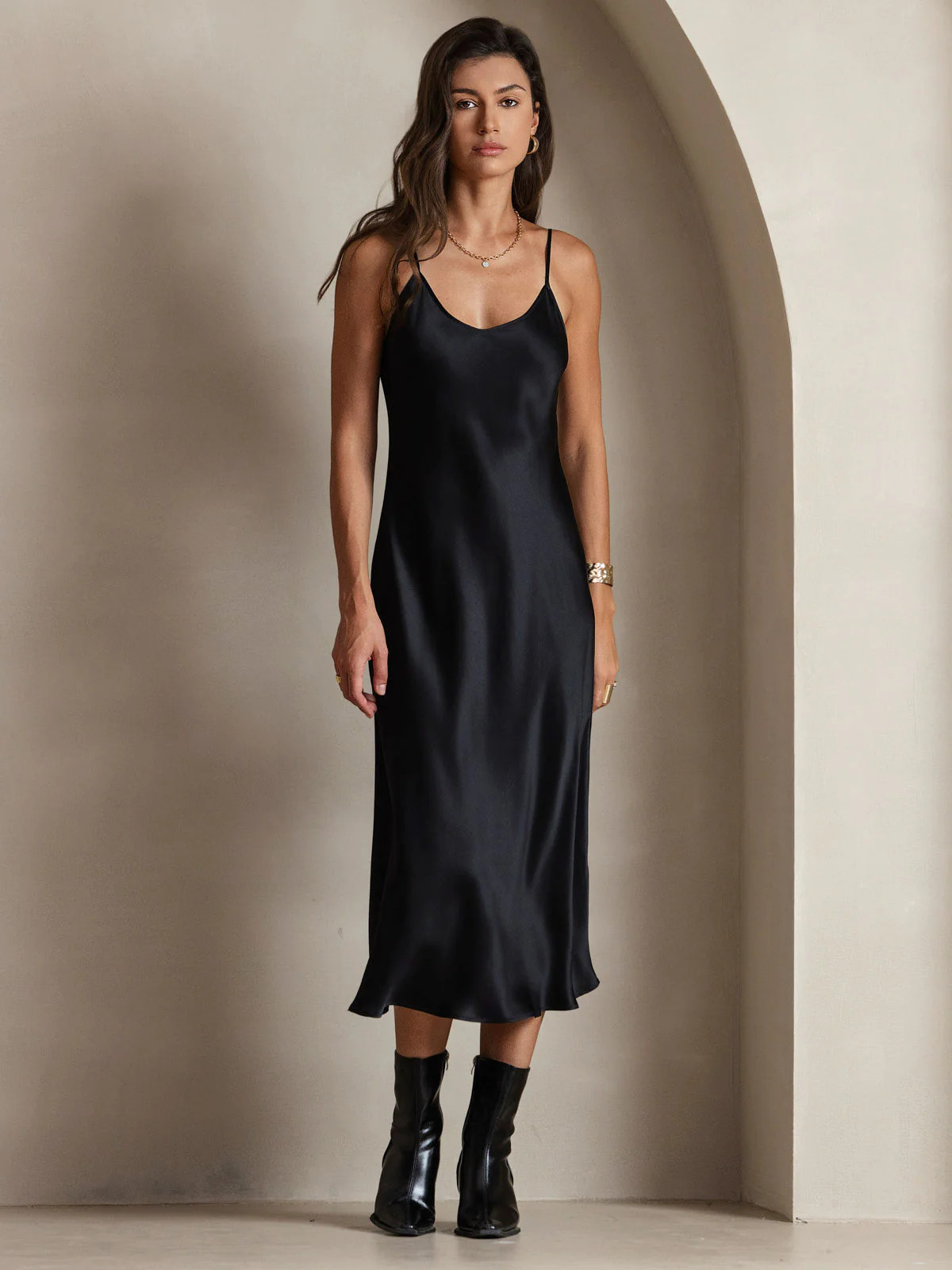 Spaghetti Strap Long Silk Dress | SilkSilky