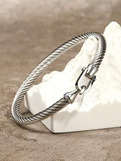 1pc Simple Design Horseshoe Buckle Titanium Steel Women's Bracelet, Suitable For Girls, Ladies, C... | SHEIN