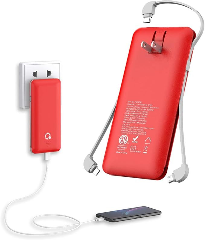 10000mAh Portable Charger, Ultra Slim Power Bank,4 Output and Dual Input External Battery Pack wi... | Amazon (US)