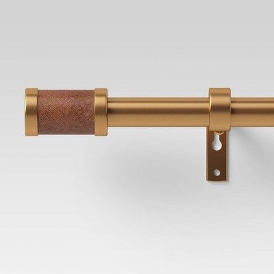 Faux Leather Cylinder Plated Curtain Rod Brass - Threshold™ | Target