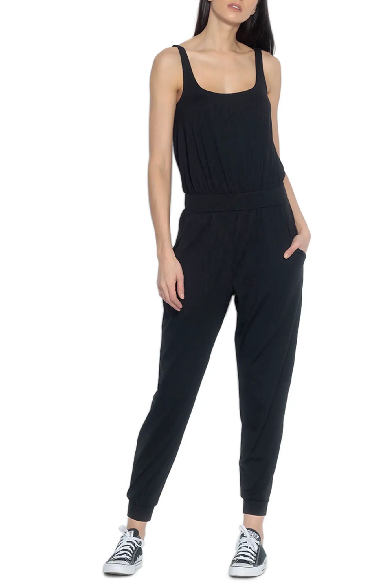 Susana Monaco Gather Tank Jogger Jumpsuit in Black at Nordstrom, Size Small | Nordstrom