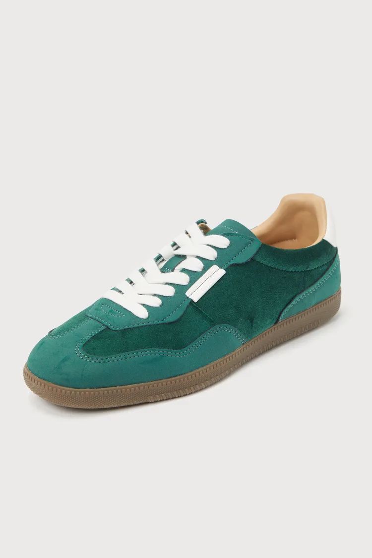 Emporia Green Velvet Suede Lace-Up Sneakers | Lulus