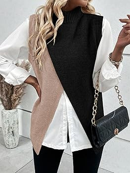 Verdusa Women's Fall Outfits Sweater Vest Mock Neck Sleeveless Knit Tops Pullovers Quiet Luxury C... | Amazon (US)