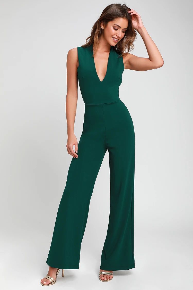 Thinking Out Loud Hunter Green Backless Jumpsuit | Lulus (US)
