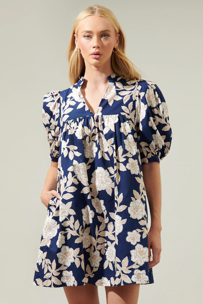 Lilo Night Tropics Julissa Split Neck Babydoll Dress | Sugarlips