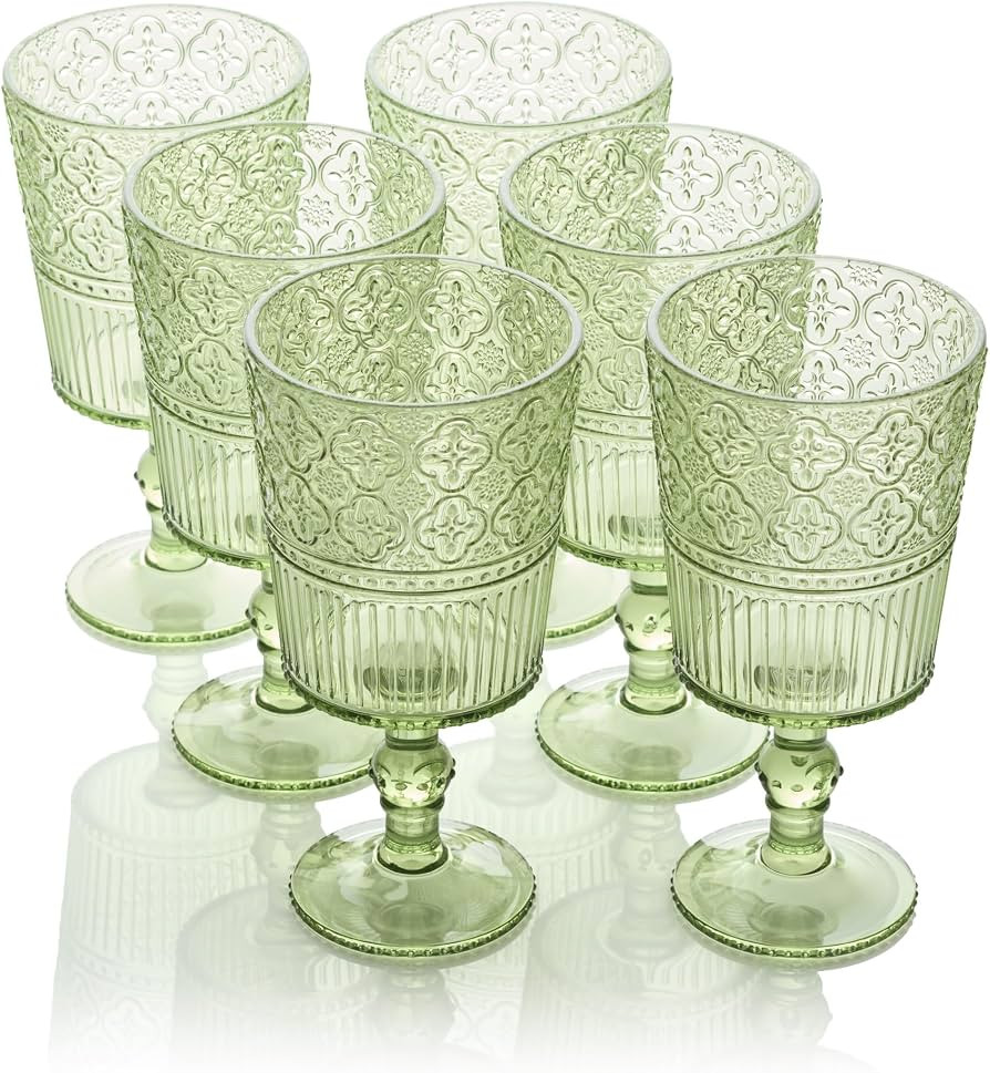 Certified International Victoria Green Set of 6 Premium Acrylic All Purpose Goblet 3.5x3.5x7 14oz... | Amazon (US)