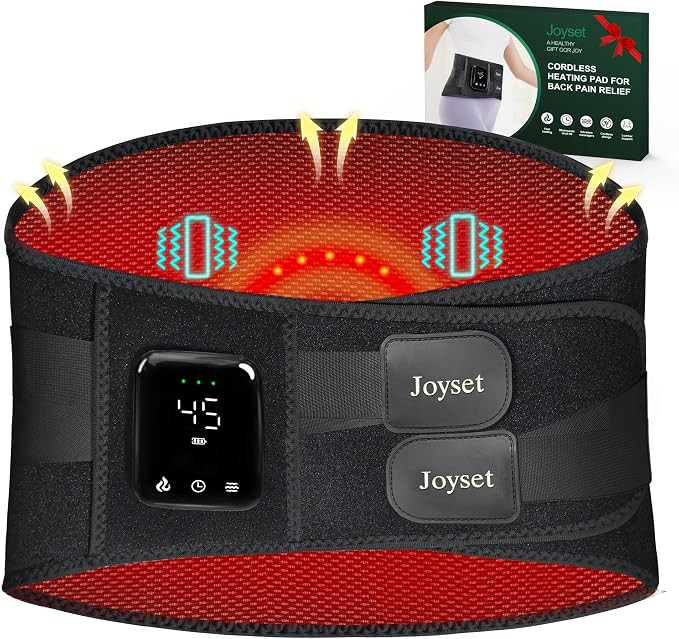 Joyset Cordless Heating Pad for Back Pain Relief,47-60" Lower Back Massager with 5 Heat 5 Vibrati... | Amazon (US)