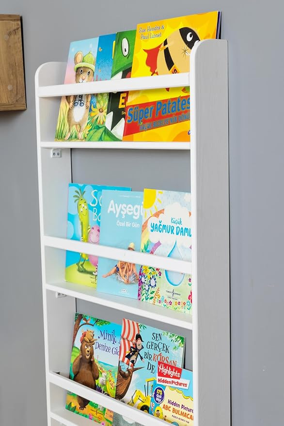 Handmade Solidwood Wall Mounted Montessori Kids Bookshelf, 4 Tier Book Display for Children Bedro... | Amazon (US)