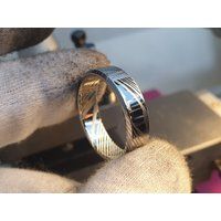 Damascus Steel Ring, Wedding Engagement Ring | Etsy (US)