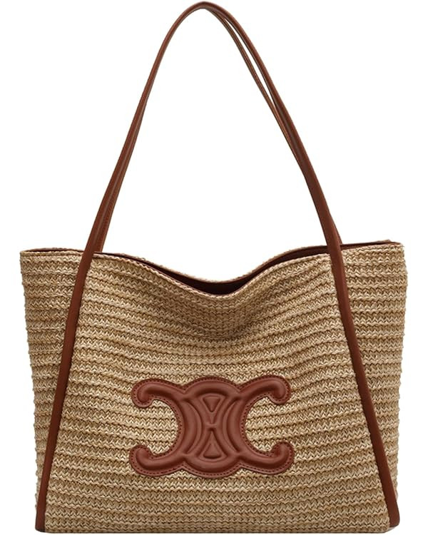 CXHJCQ Straw Bag Large Floral Tote Bag Beach Bag Water-resistant Handbags Shoulder Bags With | Amazon (UK)