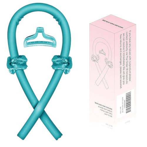 Satin Heatless Hair Curler,Hair Rollers for Heatless Curls with Hair Claw Clip,Soft Rubber Heatless Curling Rod Headband,Heatless Curling Set for Sleep in Overnight (Green) | Amazon (US)