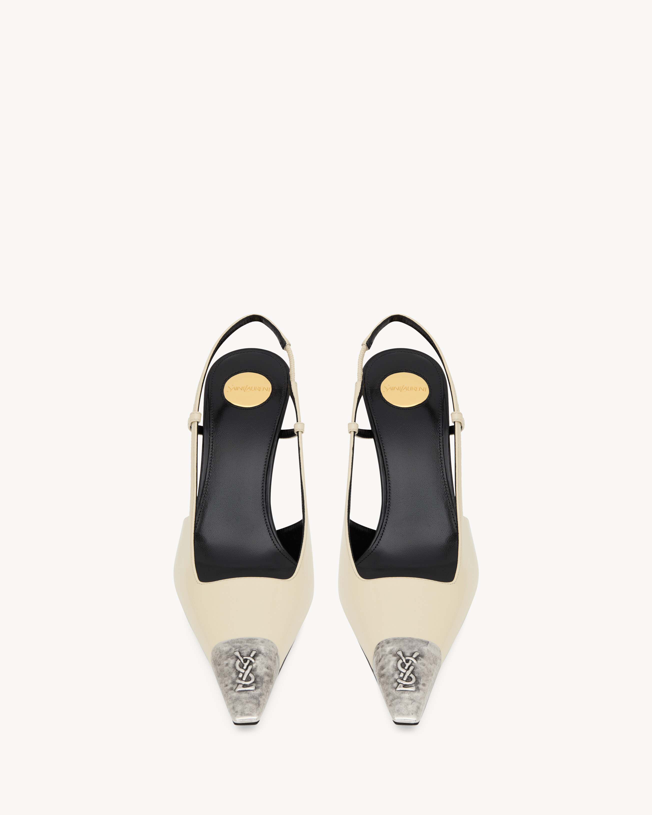 Saint Laurent Jeanne Slingback Pumps In Smooth Leather - White - Women - 40.5 | Saint Laurent Inc. (Global)