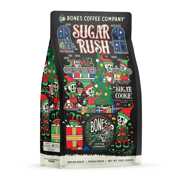 Bones Coffee Company Sugar Rush Sugar Cookie Flavored Coffee | 12oz Ground | Walmart (US)