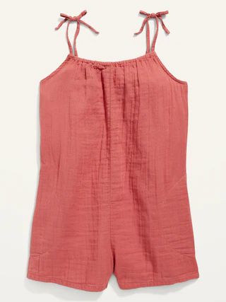 Double-Weave Decorative Shoulder-Tie Romper for Girls | Old Navy (US)