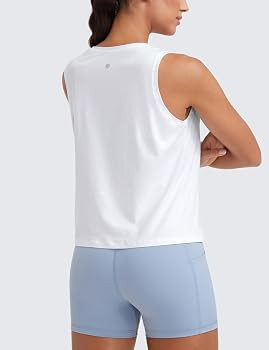 CRZ YOGA Women's Pima Cotton Sleeveless Loose Tank Tops Exercise Gym Yoga Tops Athletic Shirts | Amazon (US)