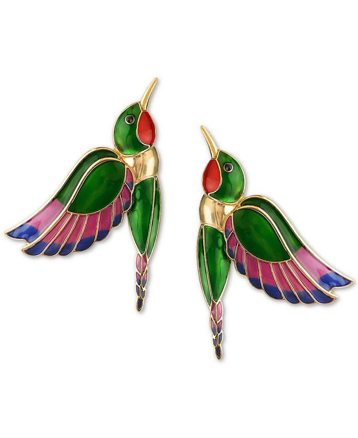 Bar III Zerina Akers Gold-Tone Multicolor Hummingbird Drop Earrings, Created for Macy's & Reviews... | Macys (US)