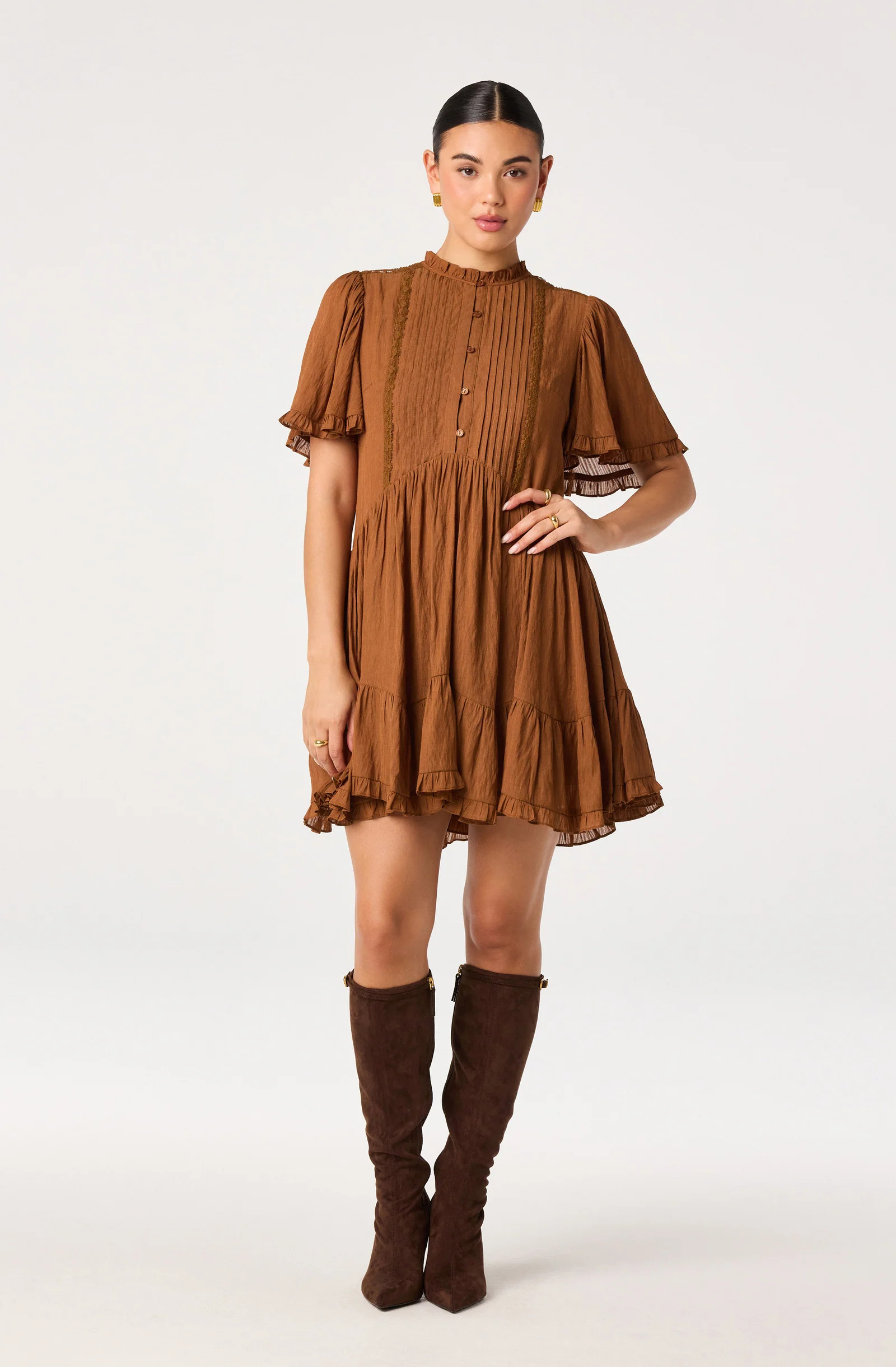 Randi Pintuck Mini Dress - Copper / XS | ASTR The Label (US)