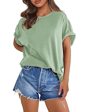 SENSERISE Womens Oversized T Shirts Crewneck Short Sleeve Summer Athletic BF Tees Shirt Loose Fit... | Amazon (US)