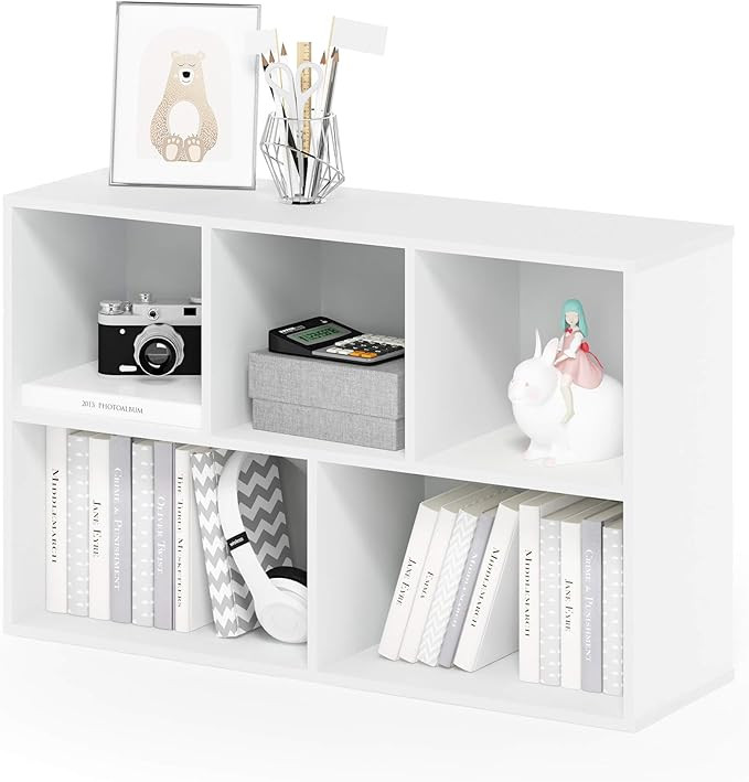 Furinno LUDER Book Shelf, 5-Cube Bookshelf, Reversible Bookcase, 9.4 x 19.5 x 31.5, Easy Assembly... | Amazon (US)