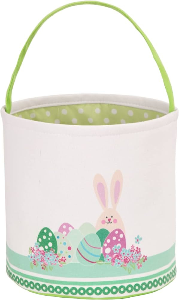 LessMo Easter Bunny Basket Egg Buckets, Green Cute Personalized Canvas Cotton Tote Bags Egg Hunt ... | Amazon (US)