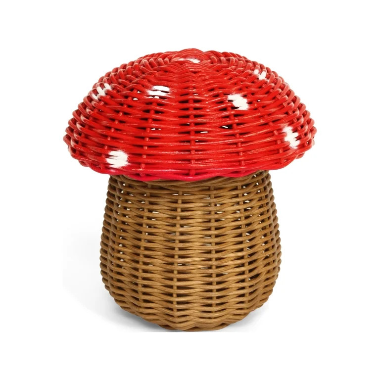 G6 Collection Mushroom Rattan Storage Basket with Lid Bin Home Decor Hand Woven Shelf Organizer C... | Walmart (US)