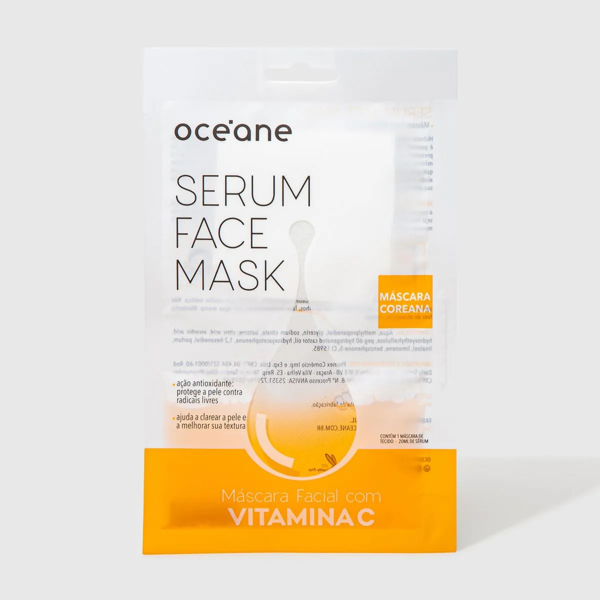 Máscara Facial com Vitamina C - Serum Face Mask 20ml | Oceane (BR)