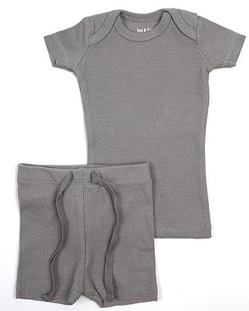 B&D Unisex 2 Piece Outfit - Pajama. Soft Cotton Fitted Ribbed Short Sleeved with Shorts Boys & Gi... | Amazon (US)