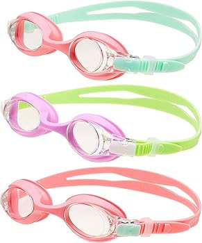 Sloosh Kids Swim Goggles (3 Pack), Wide View Anti-Fog Swimming Goggles for Teens | Amazon (US)