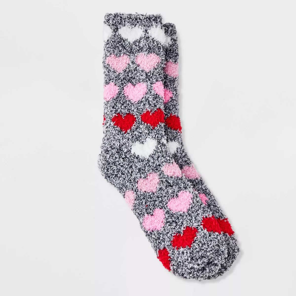 Women's Gradient Hearts Valentine's Day Cozy Crew Socks - Charcoal Heather 4-10 | Target