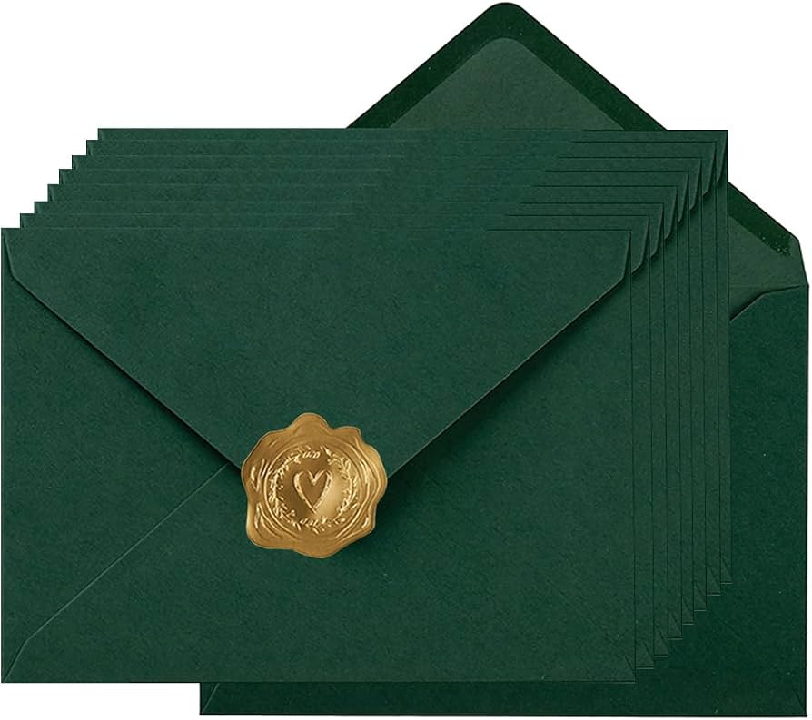 100 Pieces A7 Envelopes 5x7 Dark Green, 5.24 x 7.24 Inches | Amazon (US)