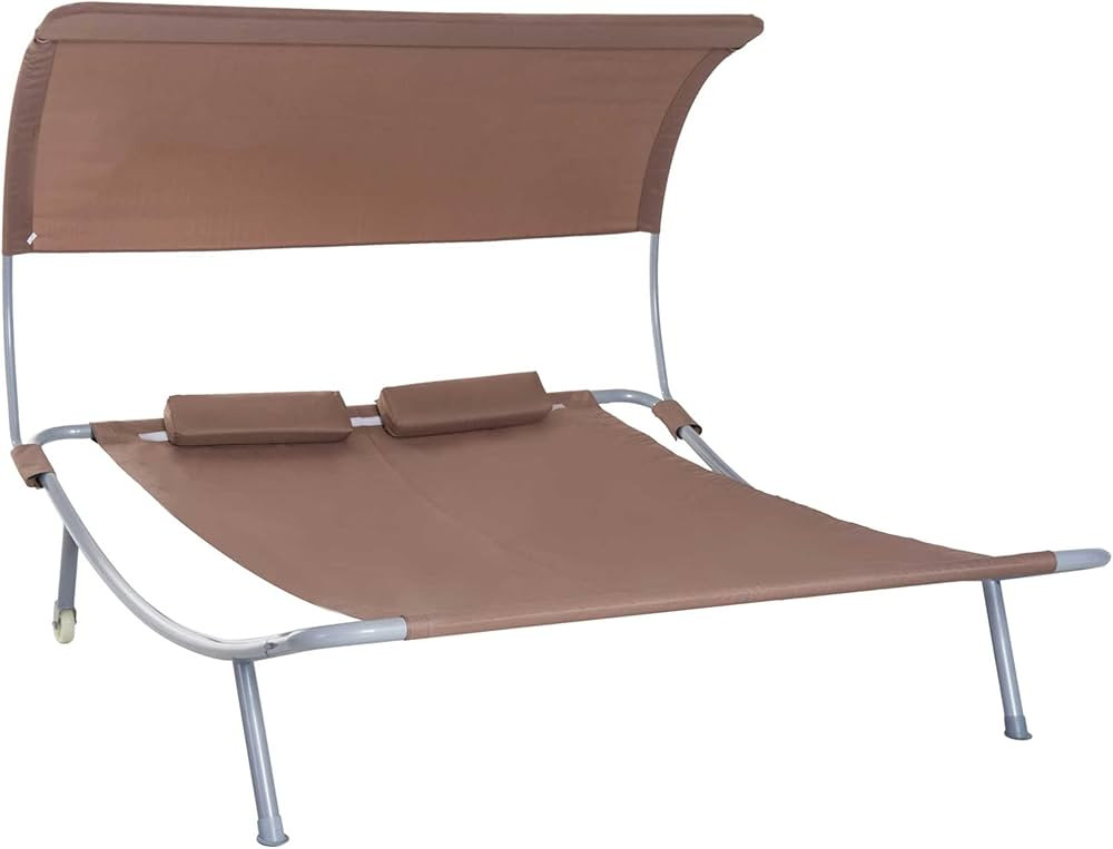 Outsunny 79" Outdoor Lounge Chair with Canopy, Double Garden Chaise Lounger Hammock Bed, Relaxing... | Amazon (CA)