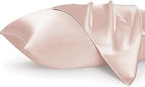 Bedsure Silky Satin Pillowcase for Hair - Pink Satin Pillow Cases Standard Size Set of 2, Upgrade... | Amazon (US)