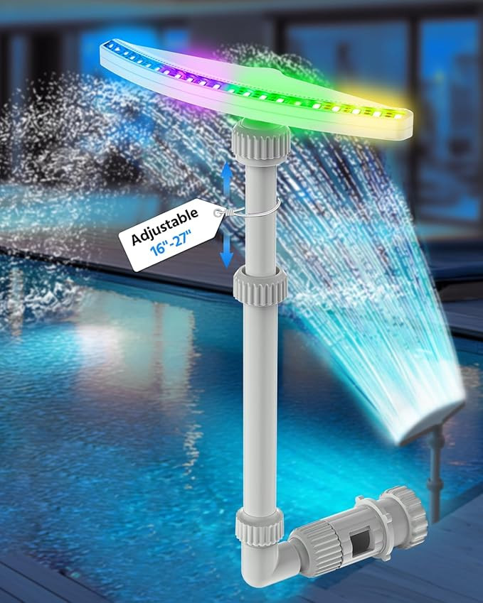 (2025 Upgraded) Above Ground Pool Fountain with Lights, 16''-27'' Adjustable Height, RF Remote AP... | Amazon (US)