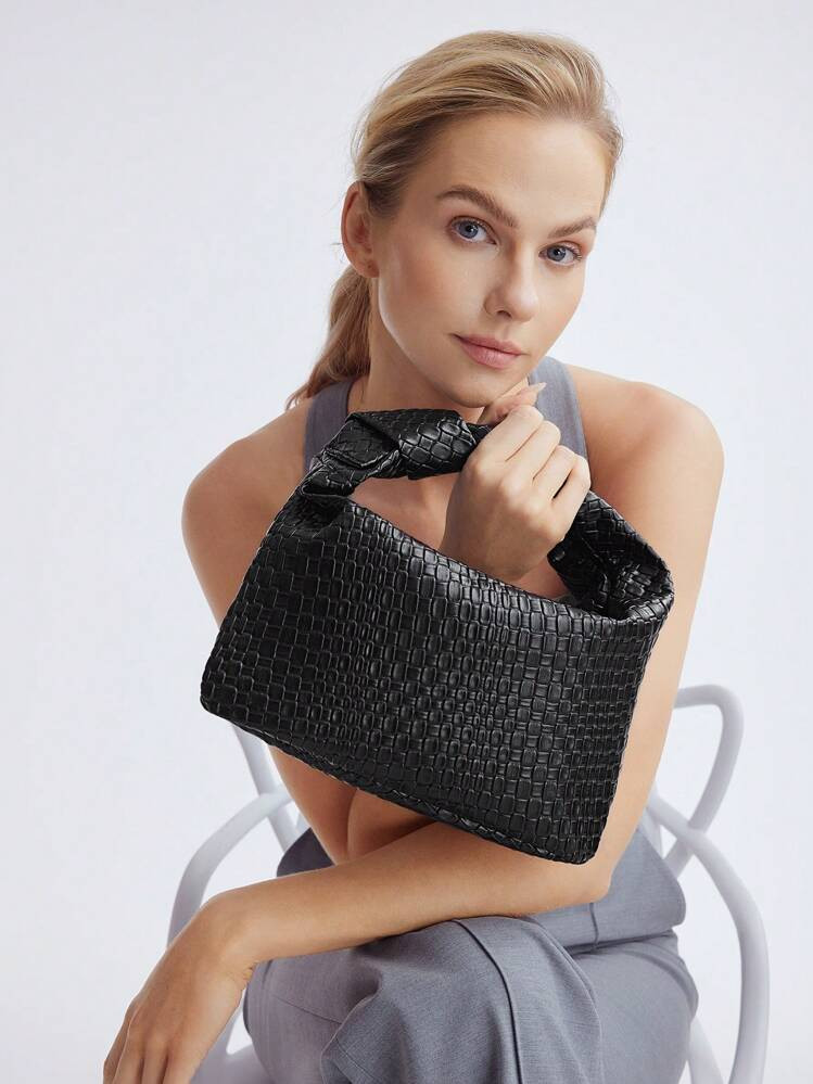 MOTF PREMIUM WOMEN'S SIMPLE AND FASHIONABLE FLORAL EMBOSSED ZIPPER TOP HANDLE BAG FOR COMMUTING |... | SHEIN