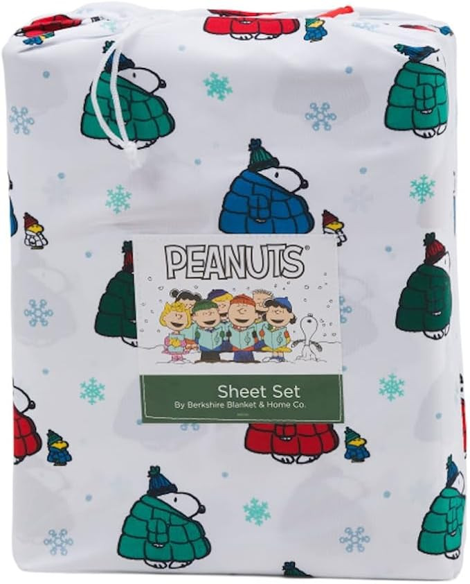 Berkshire Blanket & Home Co Peanuts Christmas Winter Themed Sheet Sets (White - Puffer Coats, Ful... | Amazon (US)