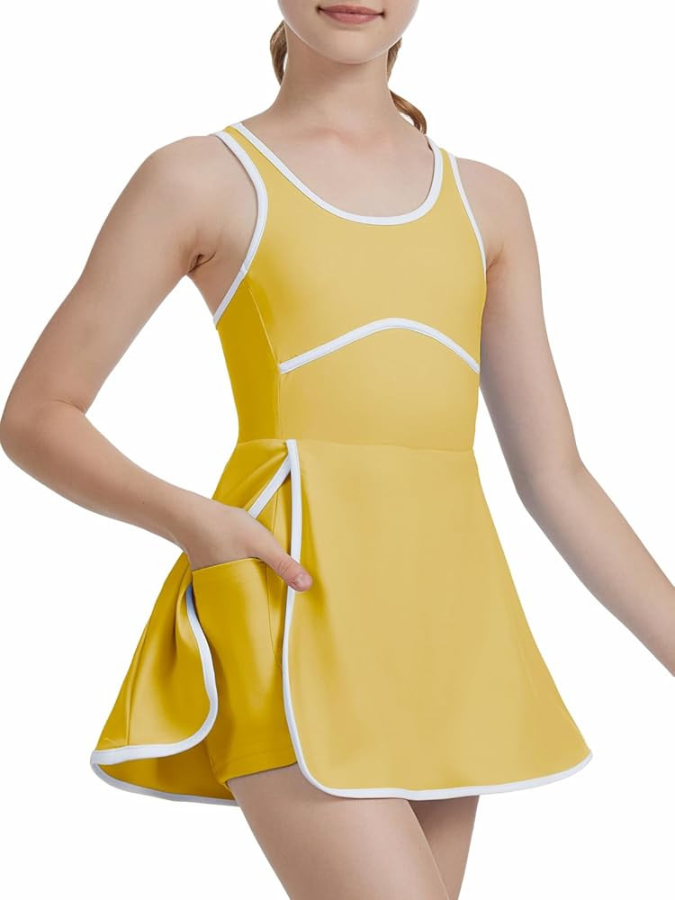 Girls Sleeveless Tennis Dress Outfits Kids Side Silt Golf Sport Dresses with Build-in Shorts & De... | Amazon (US)