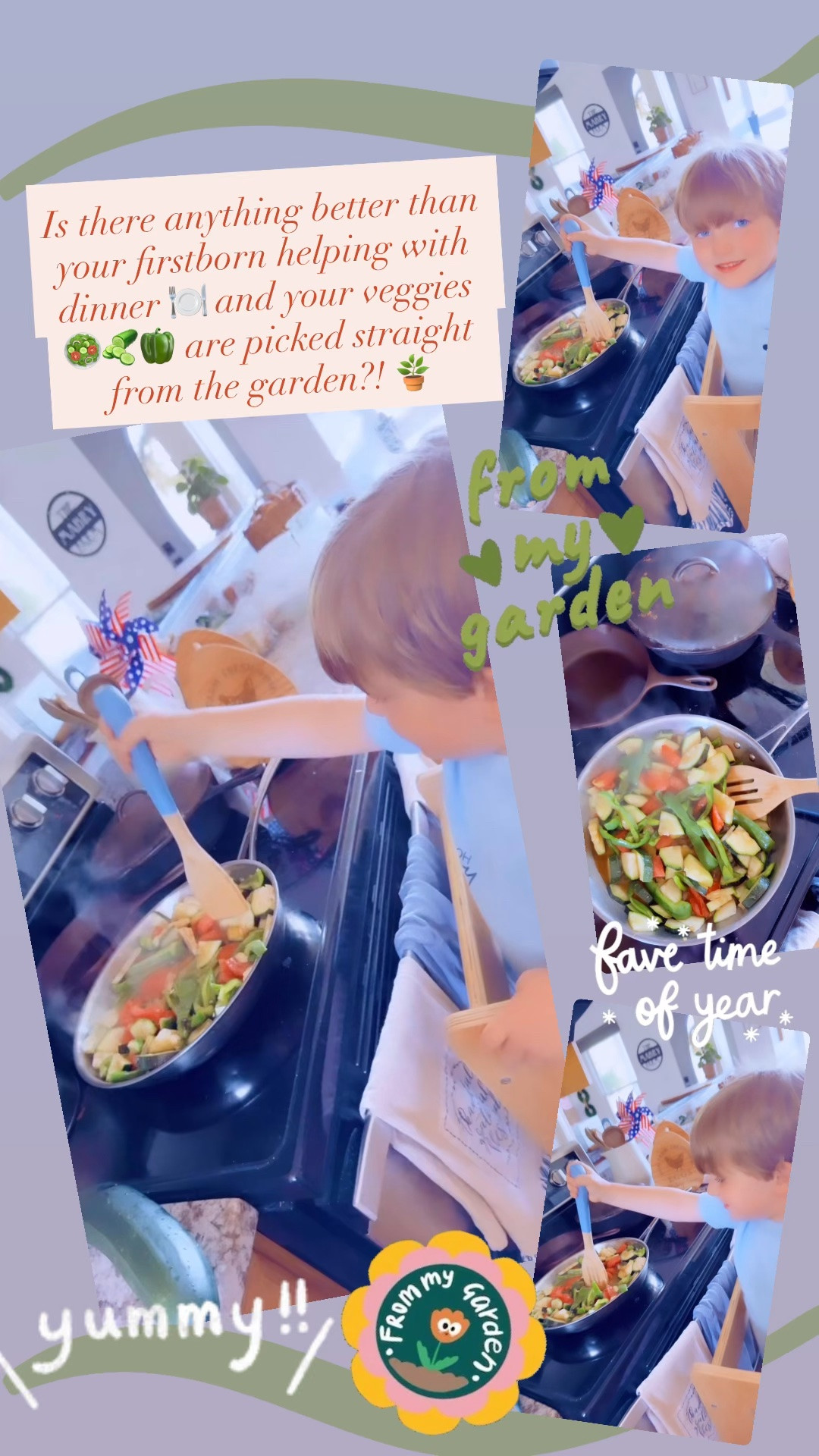 Is there anything better than your firstborn helping with dinner 🍽️ and your veggies 🥗🥒🫑 are picked straight from the garden?! 🪴