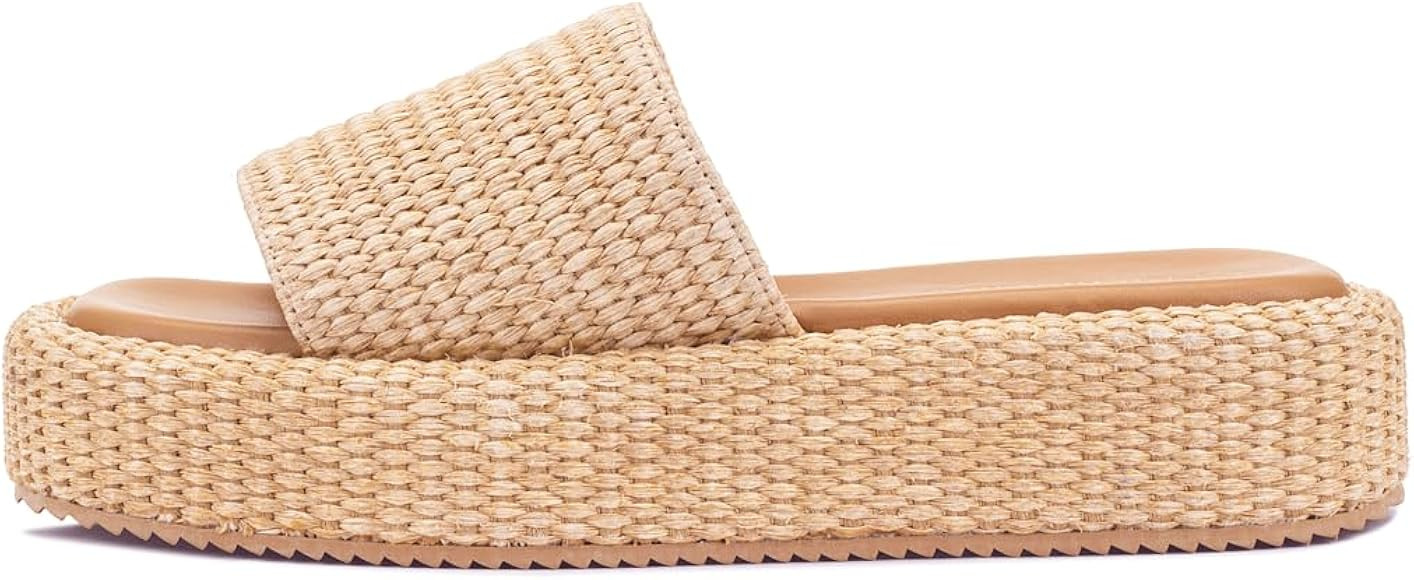 Monrovia Platform Sandals Women Slip on Raffia wedge Sandals, Espadrille Slides Bohemia Sandals, ... | Amazon (US)