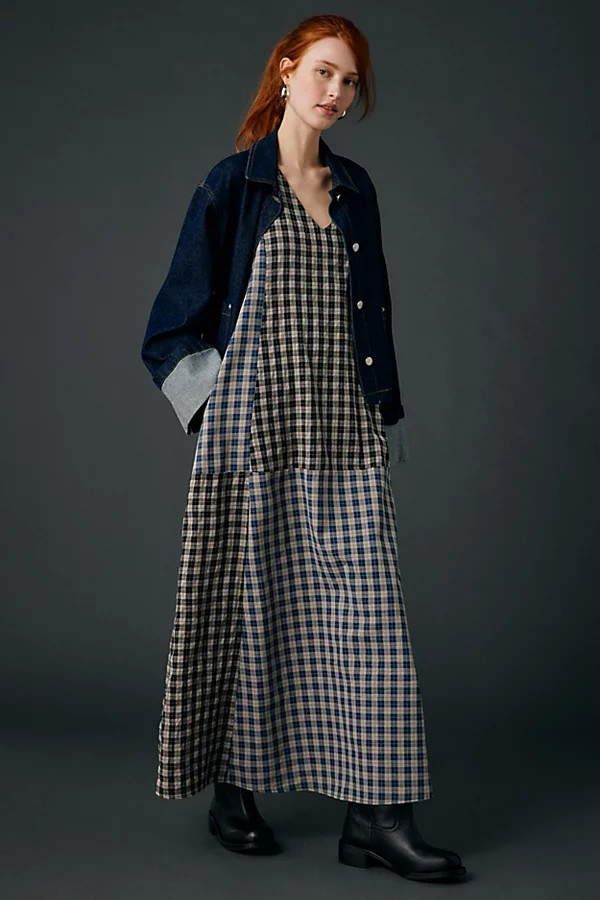 Daisy Street Poem Patchwork Plaid Maxi Dress in Patchwork Plaid, Women's at Urban Outfitters | Urban Outfitters (US and RoW)