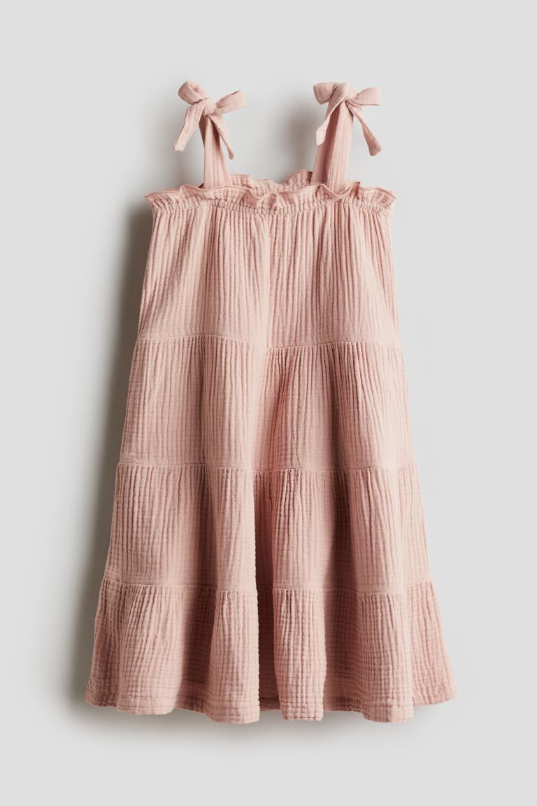 Tiered Cotton Muslin Dress - Light dusty pink - Kids | H&M US | H&M (US + CA)