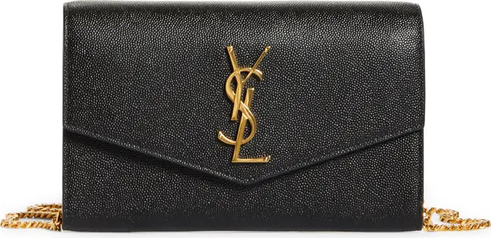 Uptown Pebbled Calfskin Leather Wallet on a Chain | Nordstrom