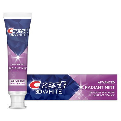 Crest 3D White Advanced Teeth Whitening Toothpaste, Radiant Mint - Trial Size - 2.4 oz | Target