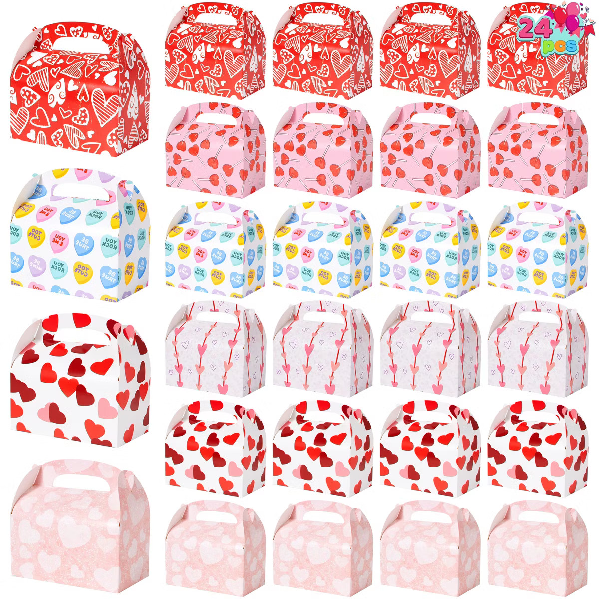 Joyfy Valentine’s Day Treat Boxes 24 Cardboard Hearts Goody Bag Holder Classroom Crafts Supplie... | Target