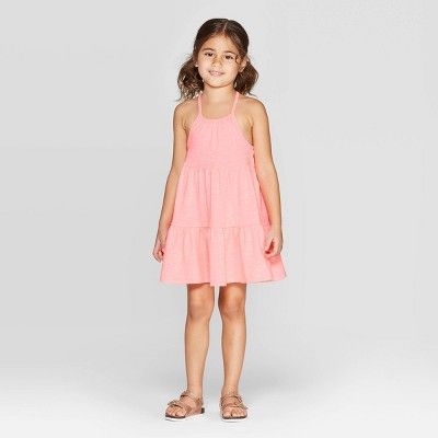 Toddler Girls' Solid A-Line Dress - Cat & Jack™ Coral | Target