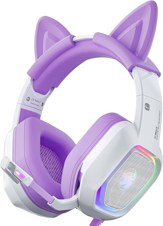 ZIUMIER Gaming Headset with Detachable Cat Ears, Compatible with PS4 PS5 Xbox One PC Laptop, Over... | Amazon (US)