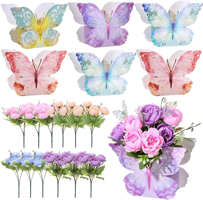 Daifunli 6 Sets Butterfly Centerpieces for Tables Flower Boxes Watercolor Butterfly Party Decorat... | Amazon (US)