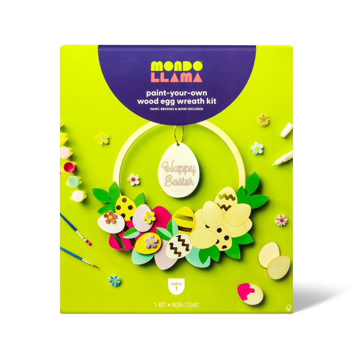 Paint-Your-Own Wood Easter Egg Wreath Kit - Mondo Llama™ | Target